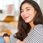 Beautiful Brunette Woman Smiling Cheerful