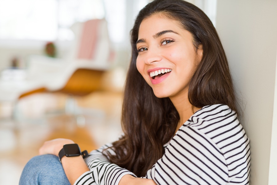 Beautiful Brunette Woman Smiling Cheerful